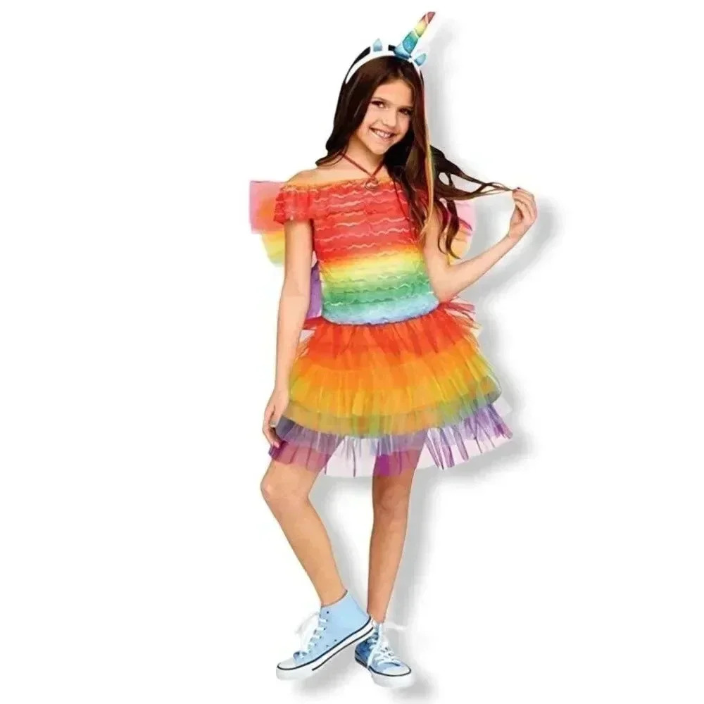 Fun World Ruffle Unicorn Costume, Small 4 - 6, Mul